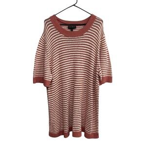 Cotton Knit Tunic Sweater 26/28 Plus Size Oversized Striped Cozy Relaxed Top